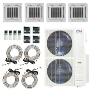 36,000 BTU 4 Zone 9k+12k+12k+12k Ceiling Cassette Ductless Mini Split with Installation Kits, Sophia Series 22.5 SEER 3 Ton Quad Zone Multi Zone Air Conditioner System