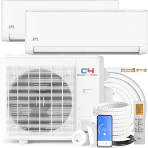 2 Zone 6k+18k Wall Mount OLIVIA Series Ductless Mini Split A/C and Heat Pump with 25ft Installation Kits Wi-Fi Adapter Included