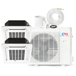 2 Zone 12k+18k Ceiling Cassette with 25ft Installation Kits, Sophia Series 22 SEER 2.3 TON Dual Zone Ductless Multi Mini Split Air Conditioners