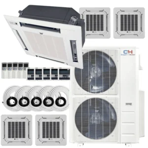 48,000 BTU 5 Zone 9k+12k+12k+12k+12k Ceiling Cassettes with Installation Kits, 21.5 Seer 4 Ton Penta Zone Five Zone Ductless Multi Mini Split Air Conditioner