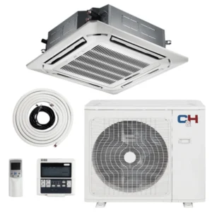 18,000 BTU 230V 20.8 SEER Ceiling Cassette Ductless Mini Split Air Conditioner 1.5 TON Heat Pump, Sophia Series + Installation Kit Option