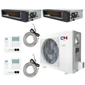 18,000 BTU 2 Zone 12k+ 12k Concealed Duct with Installation Kits, 21.5 SEER 1.5 TON, Sophia Series Dual Zone Ductless Multi Mini Split Air Conditioner